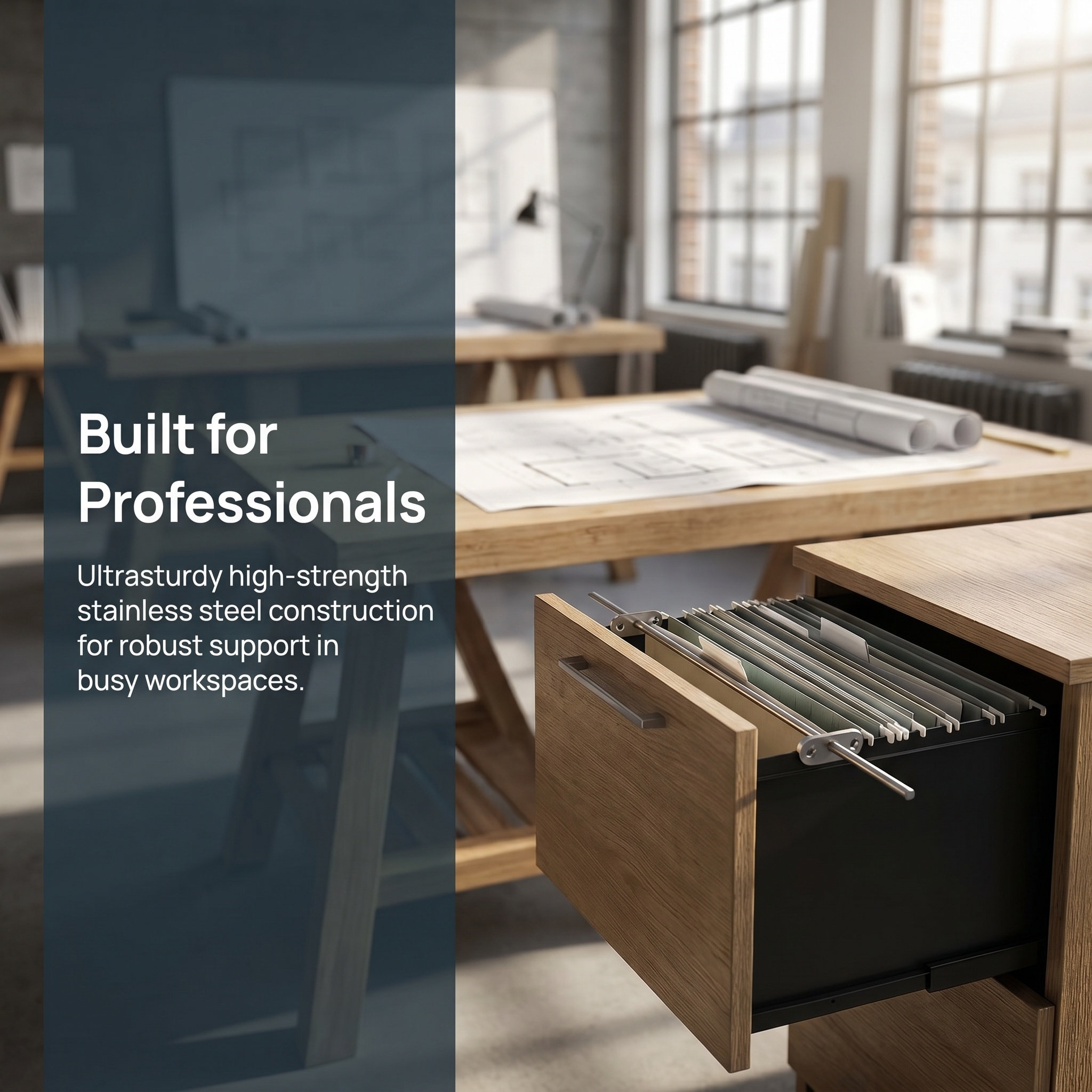 File Cabinet - Barra de acero inoxidable para archivadores